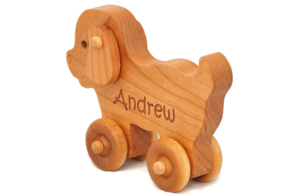 Wooden Toy Car - Puppy Dog - Personalized - Handmade Montessori Toy