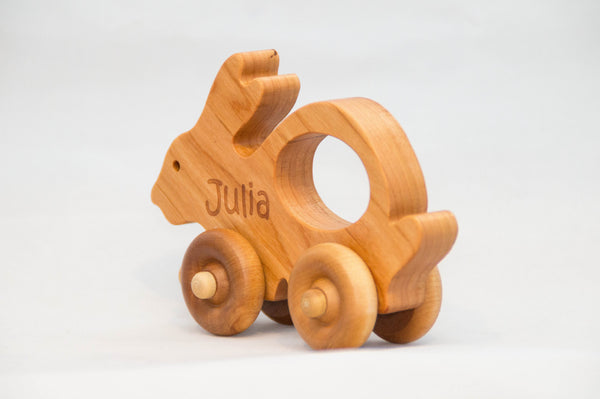 Wooden Toy Bunny Car - Little Wooden Wonders