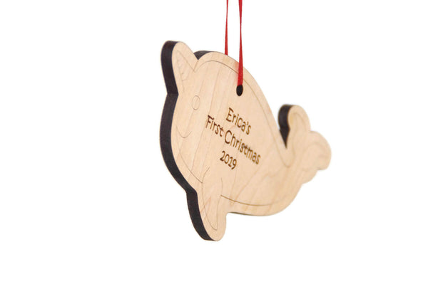 Personalized Narwhal Ornament, Baby's First Christmas Ornament, Gift for Boys and Girls