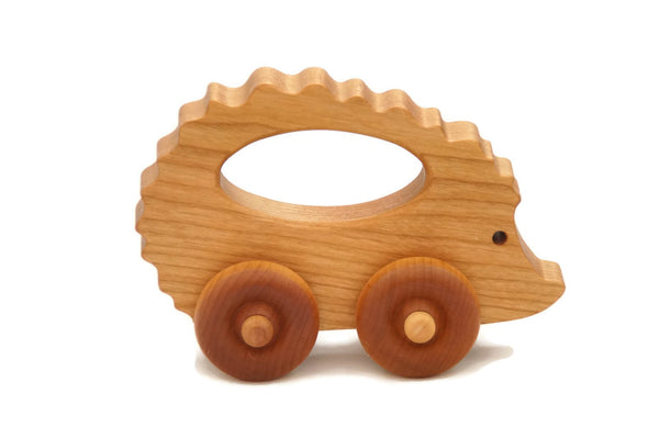 Wooden Toy Car - Hedgehog - Personalized - Handmade Montessori Toy