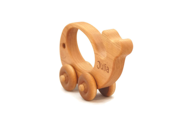 Wooden Push Toy - Whale Toy Car- Personalized - Handmade Montessori Toy