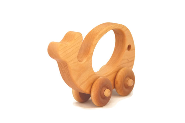 Wooden Push Toy - Whale Toy Car- Personalized - Handmade Montessori Toy