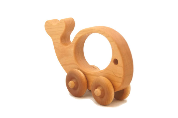 Wooden Push Toy - Whale Toy Car- Personalized - Handmade Montessori Toy