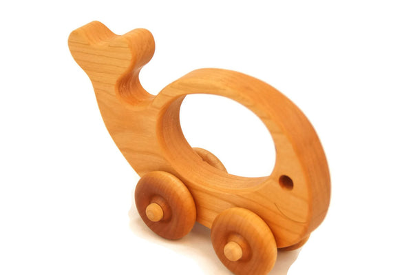 Wooden Push Toy - Whale Toy Car- Personalized - Handmade Montessori Toy