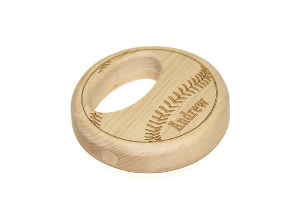 Wooden Baseball Baby Rattle - Personalized Wood Baby Rattle