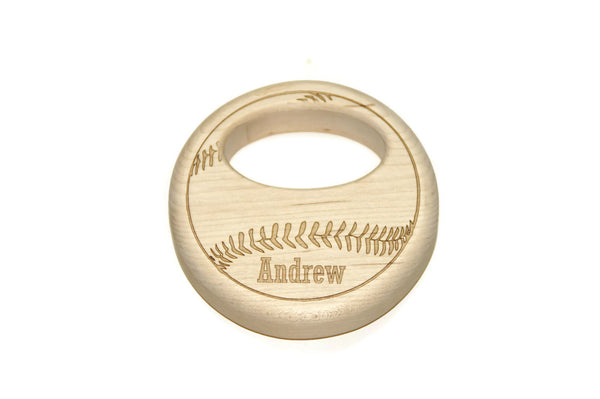 Wooden Baseball Baby Rattle - Personalized Wood Baby Rattle