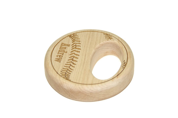 Wooden Baseball Baby Rattle - Personalized Wood Baby Rattle