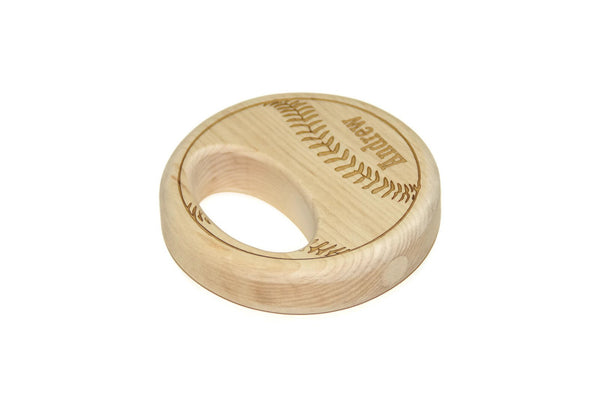 Wooden Baseball Baby Rattle - Personalized Wood Baby Rattle