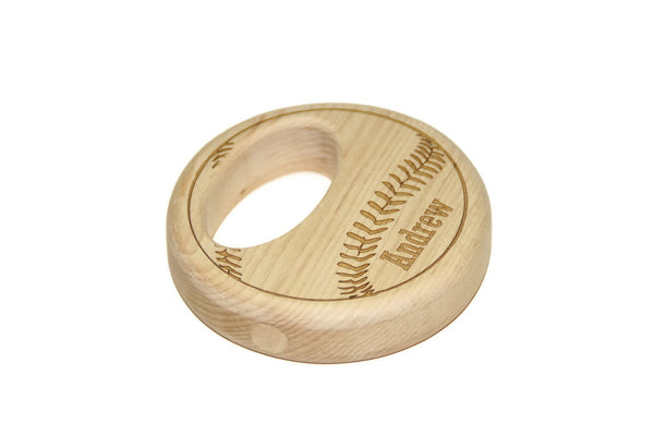 Wooden Baseball Baby Rattle - Personalized Wood Baby Rattle