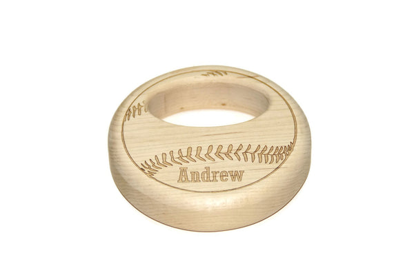 Wooden Baseball Baby Rattle - Personalized Wood Baby Rattle