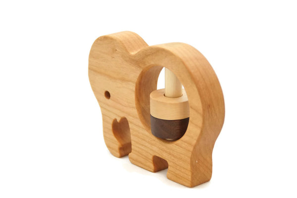 Personalized Wooden Rattle - Elephant Rattle, Baby Rattle, Montessori Toy, Baby Shower Gift, Personalized Toy