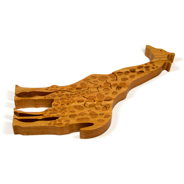 Wooden Giraffe Puzzle with Baby Giraffe - Little Wooden Wonders
