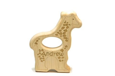 Wooden Baby Rattle - Giraffe Baby Rattle - Little Wooden Wonders