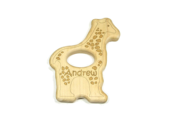 Wooden Baby Rattle - Giraffe Baby Rattle - Little Wooden Wonders