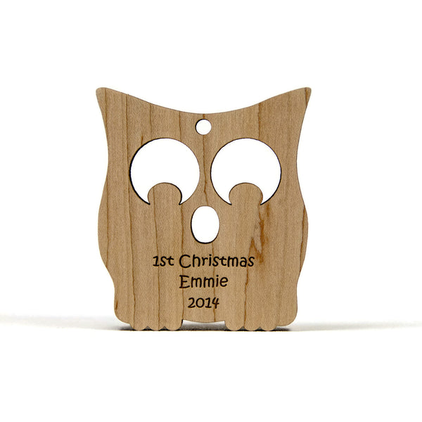 Baby's First Christmas Ornament Wooden Owl - Little Wooden Wonders