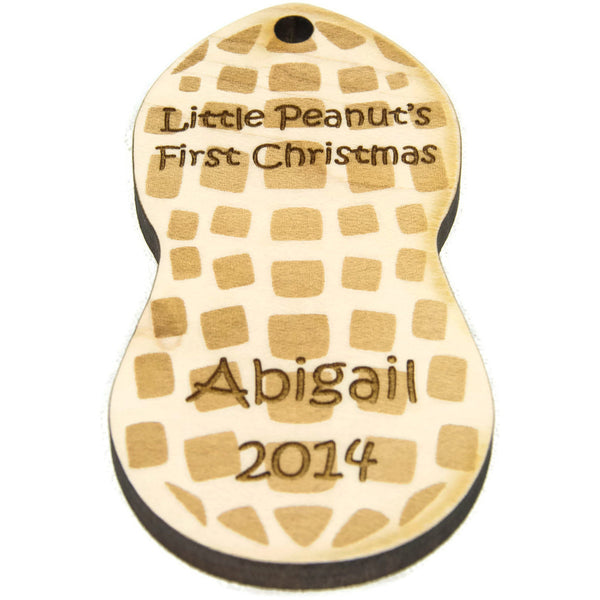 Baby First Christmas Ornament Wooden Peanut - Little Wooden Wonders