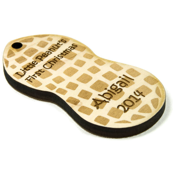 Baby First Christmas Ornament Wooden Peanut - Little Wooden Wonders