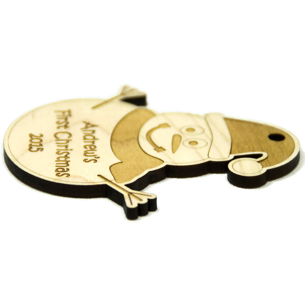 Snowman Ornament Christmas Personalized for Babys First Christmas - Little Wooden Wonders