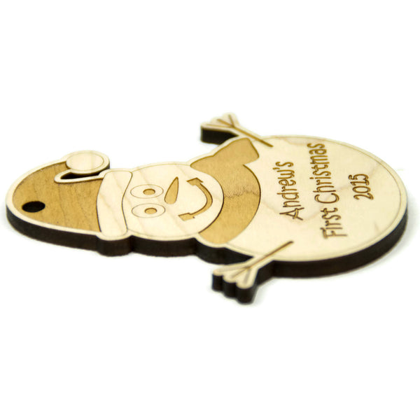 Snowman Ornament Christmas Personalized for Babys First Christmas - Little Wooden Wonders