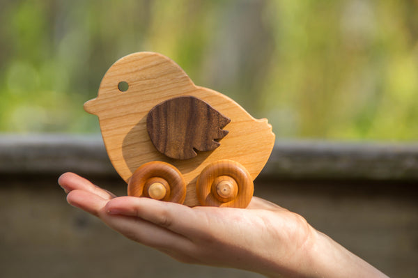 Wooden Toy Car - Chicken - Personalized - Handmade Montessori Toy
