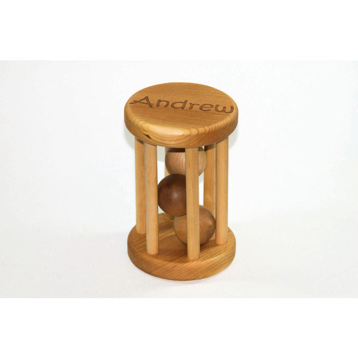 Wooden Rattle, Wood Rattle, Baby Rattle - Personalized Baby Toy Rolling Rattle - Little Wooden Wonders