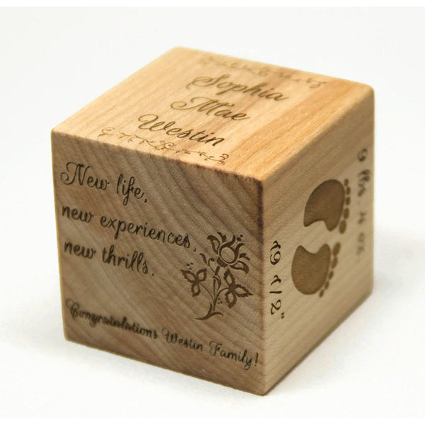 Wooden Baby Block, 2 inch block, Baptism Gift Baby Shower Personalized Nursery Decor - Little Wooden Wonders