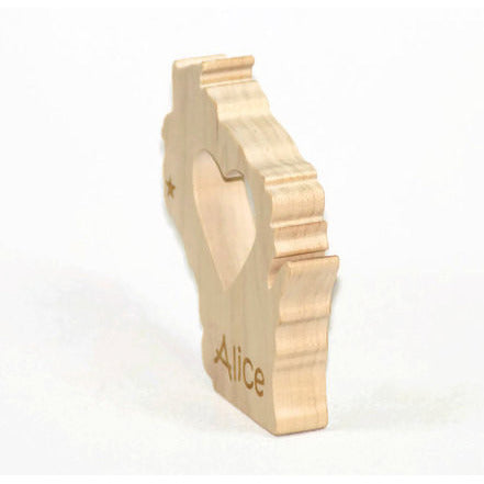Wooden Baby Teether State of Wisconsin Personalized Baby Teething Toy - Little Wooden Wonders