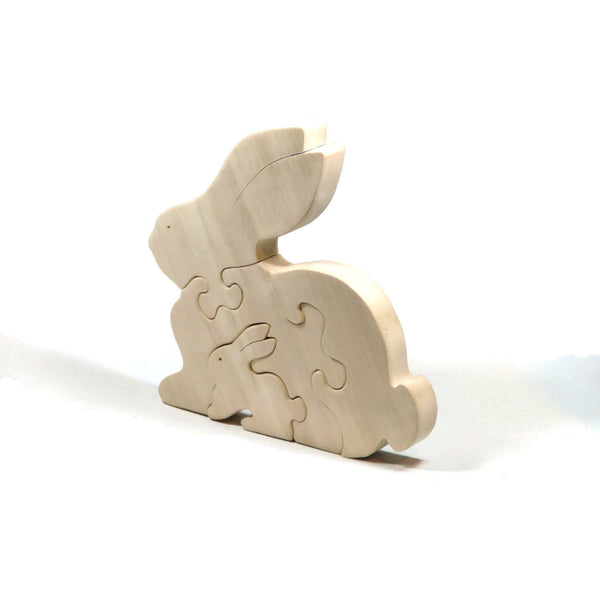 Rabbit Puzzle Wood Baby Bunny Eco Friendly and Green for Toddlers and Children - Little Wooden Wonders