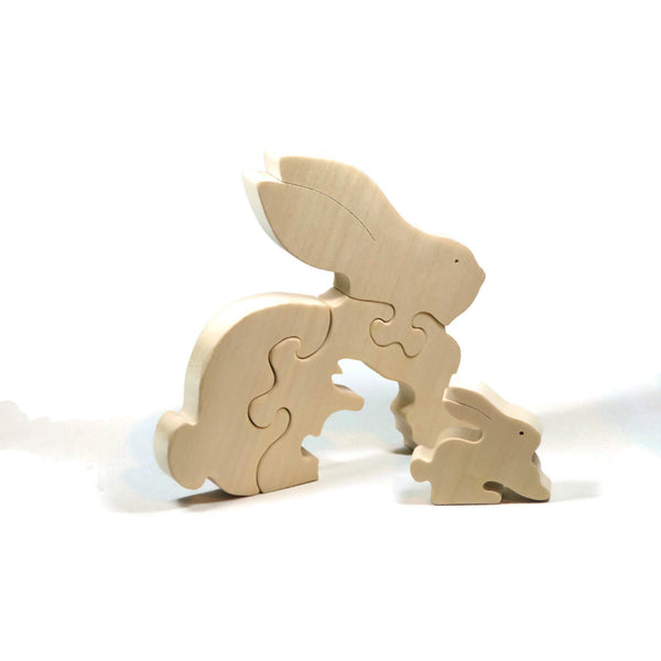 Rabbit Puzzle Wood Baby Bunny Eco Friendly and Green for Toddlers and Children - Little Wooden Wonders