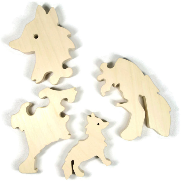 Wooden Animal Puzzle, Fox Puzzle, Waldorf Puzzle, Wood puzzle with Baby Personalized gift for children and toddlers - Little Wooden Wonders