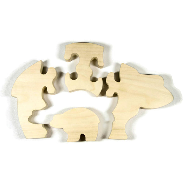 Wood Bear Puzzle Baby Bear Personalized for Kids and Baby - Little Wooden Wonders