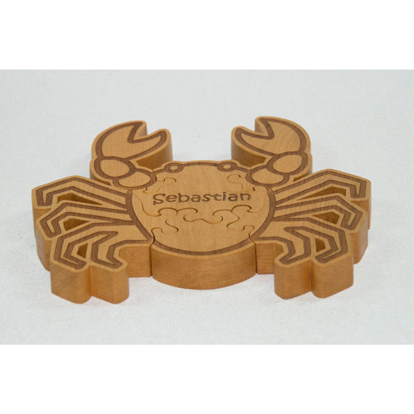 Wooden Animal Puzzle Crab Puzzle Engraved and Personalized For Children - Little Wooden Wonders