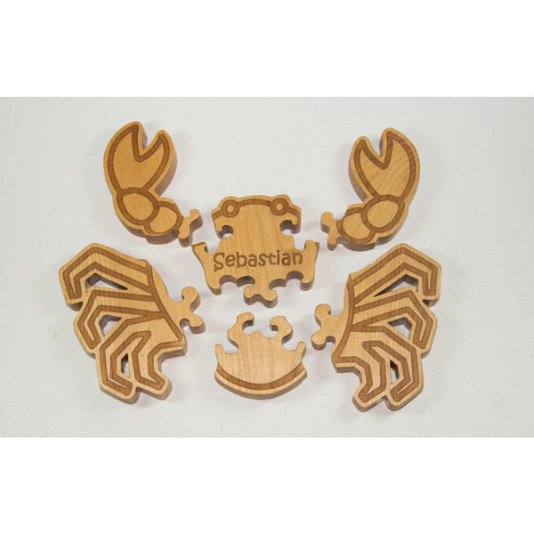 Wooden Animal Puzzle Crab Puzzle Engraved and Personalized For Children - Little Wooden Wonders
