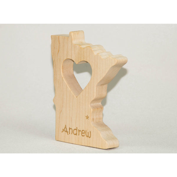 Wooden Baby Teether State of Minnesota Personalized Baby Teething Toy - Little Wooden Wonders