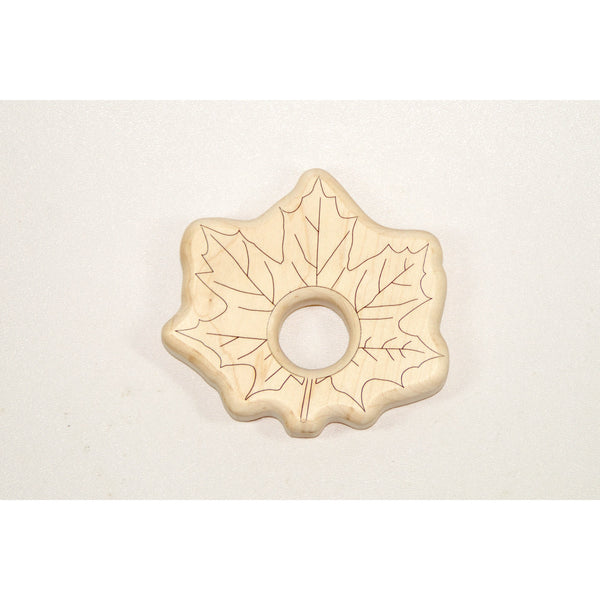 Wooden Baby Teether Maple Leaf Baby Teething Toy - Little Wooden Wonders
