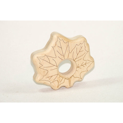 Wooden Baby Teether Maple Leaf Baby Teething Toy - Little Wooden Wonders
