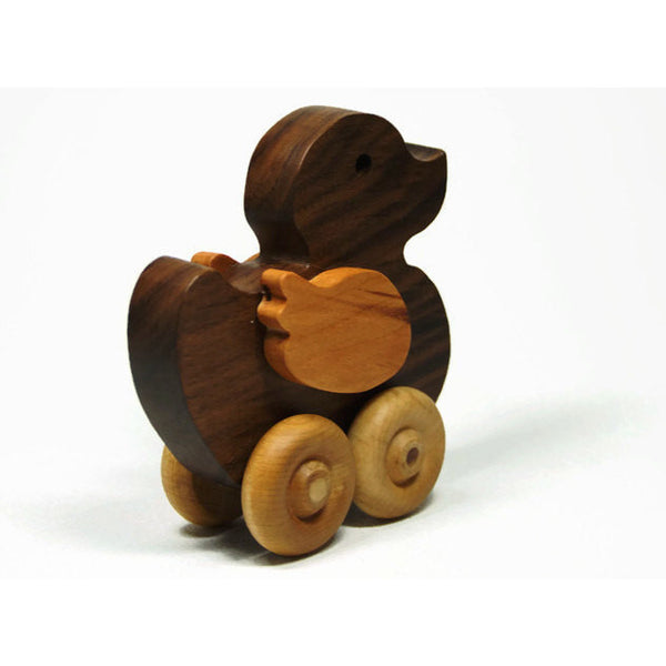 Wooden Duck Toy for Children and Toddlers All Natural Push Toy - Little Wooden Wonders