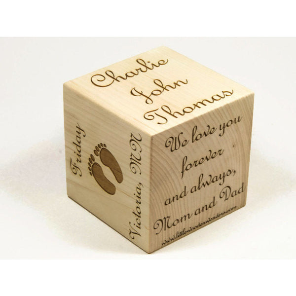 Personalized Baby Blocks, 3 inch Baby Block, Newborn, Birthday, Baptism Gift, Baby Shower Gift - Little Wooden Wonders