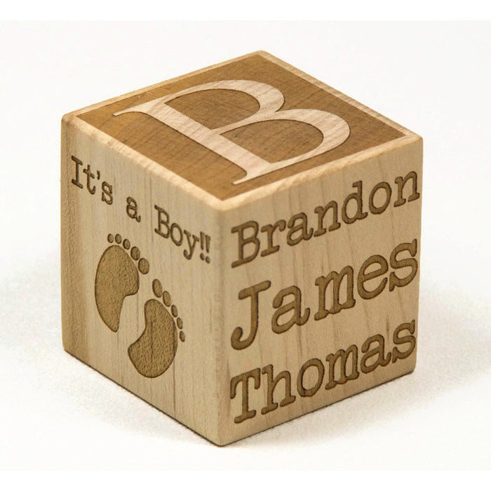 Personalized Baby Block, 2 inch Newborn Birthday Baptism Gift Custom Engraved - Little Wooden Wonders