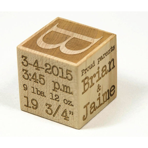 Personalized Baby Block, 2 inch Newborn Birthday Baptism Gift Custom Engraved - Little Wooden Wonders