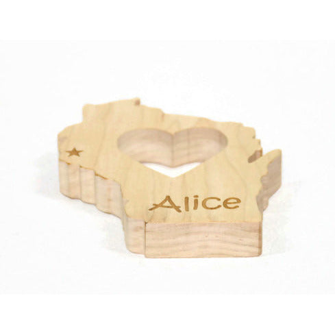Wooden Baby Teether State of Wisconsin Personalized Baby Teething Toy - Little Wooden Wonders