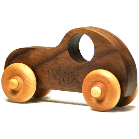 Wooden Toy Car - Personalized Toy Car, Race car push toy for kids, children, boys, and girls - Little Wooden Wonders