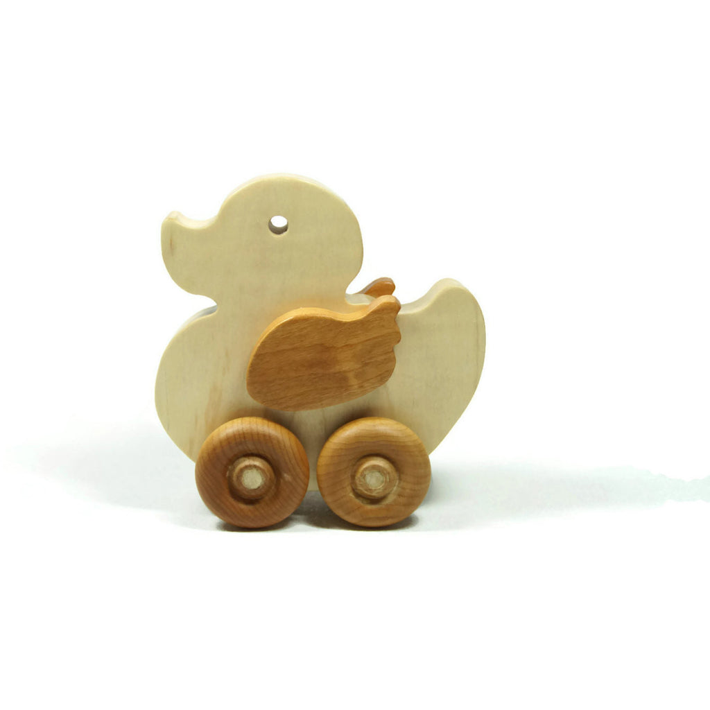 Wooden Car, Duck Toy Car , Wood Duck Toy, Push Wood Car, Personalized Toy Car - Little Wooden Wonders