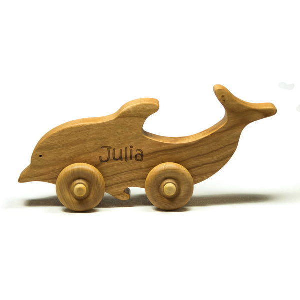 Wooden Toy Car Personalized Dolphin Animal Children Car Toy - Little Wooden Wonders