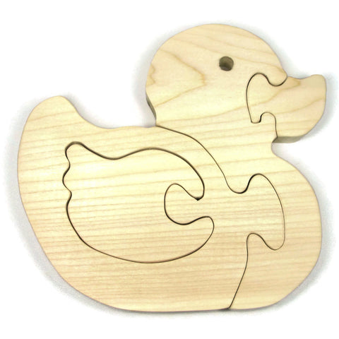 Wooden Duck Puzzle All natural organic wood baby duck - Little Wooden Wonders