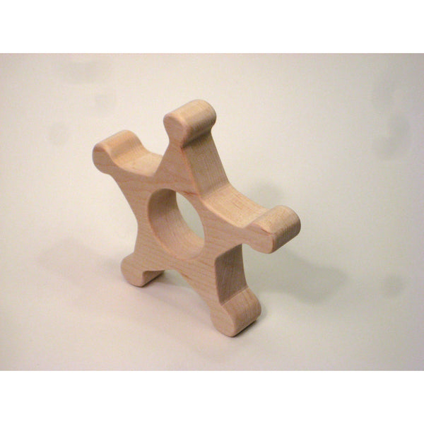 Wooden Teether, Sheriff Badge Teether, Star Teether for Infants and Toddlers - Little Wooden Wonders