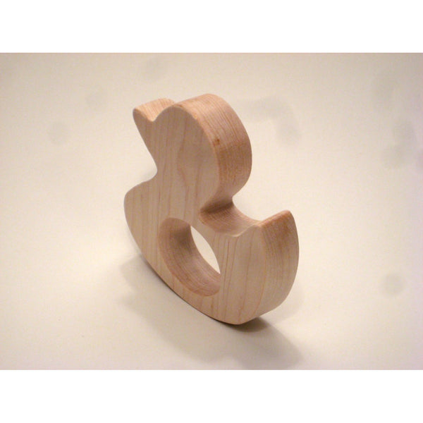 Wooden Teether, Duck Teether Safe Duckling Shaped Teething Toy Eco Friendly and Green for Infants Babies and Toddlers - Little Wooden Wonders