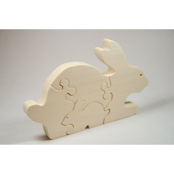 Wooden Puzzle Animal Bunny Puzzle Personalize - Nursery Decor Baby Shower Christmas - Little Wooden Wonders