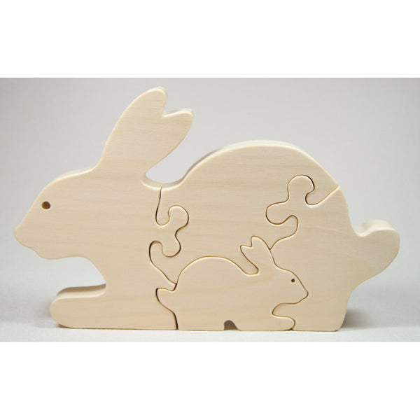 Wooden Puzzle Animal Bunny Puzzle Personalize - Nursery Decor Baby Shower Christmas - Little Wooden Wonders