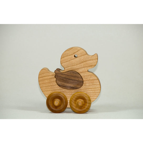 Wooden Toy Duck Wood Push Car Duckling Childrens Toy - Little Wooden Wonders